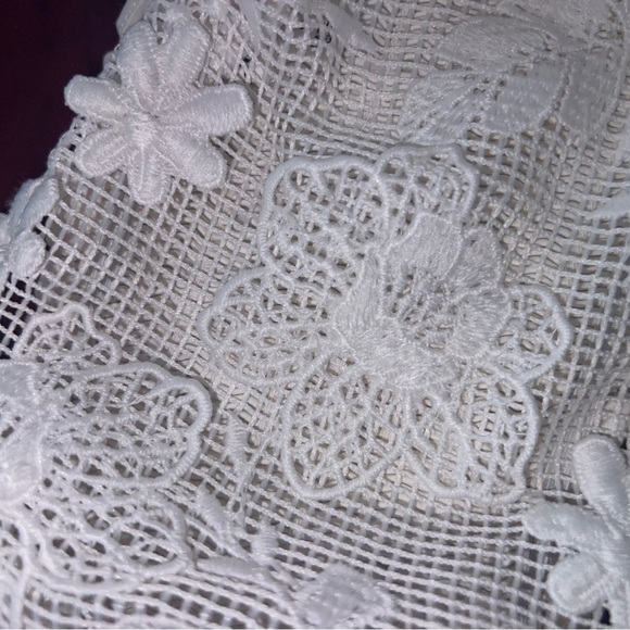 For Love & Lemons White Floral Lace SKIRT AND Puff Sleeve CROP TOP SET - Picture 10 of 10